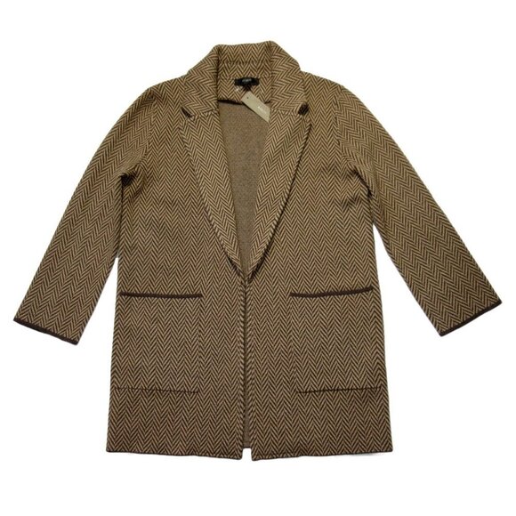 NWT Sophie in Hickory Chevron Open-Front Sweater Blazer